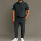 Men's Button Front Shirt & Drawstring Pocket